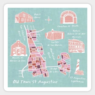 Map of Old Town St Augustine Sticker